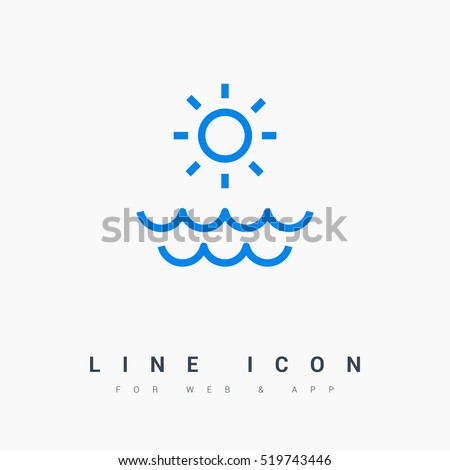 Sun isolated minimal single flat linear icon for application and info-graphic. Sea line vector icon for websites and mobile minimalistic flat design.