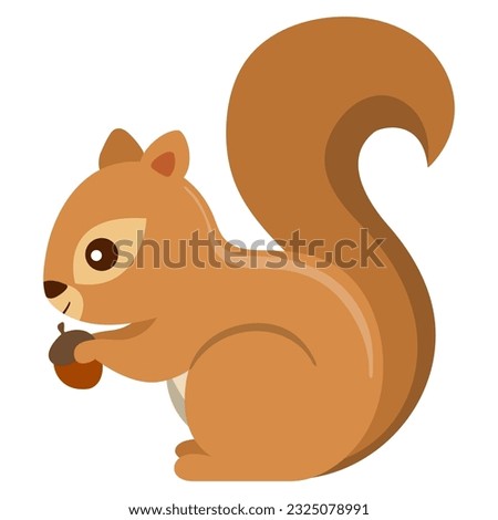 Vector cartoon squirrel holding a nut.