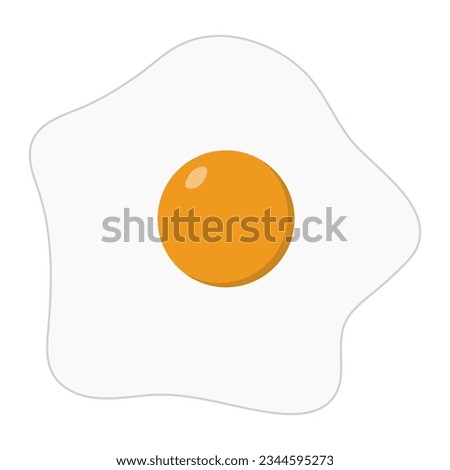 Fried egg isolated on white background. Fried egg flat icon. Fried egg closeup