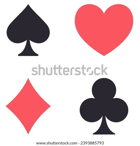 Set of vector playing card symbols isolated on white background.