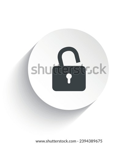 An icon padlock with the circle background plus the shadow behind of it.