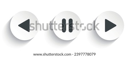 Set of play button vector icon with flat round button isolated on white background. Play and pause icons set.