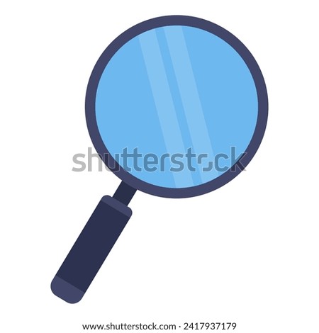 Cartoon magnifying glass icon flat style for search isolated on white background.