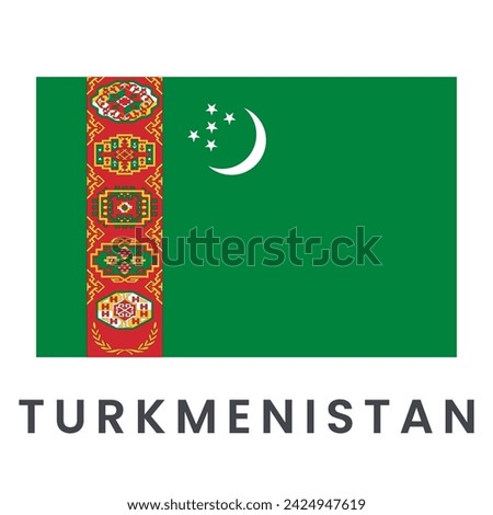 Flag of Turkmenistan isolated on white background.