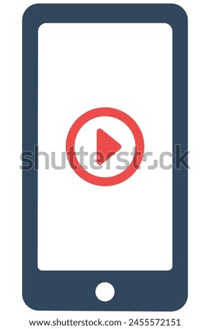 Video player interface for devices mobile isolated on white background.