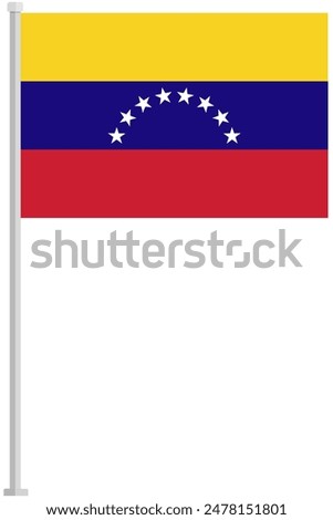 Venezuela national flag pole flat icon isolated on white background.