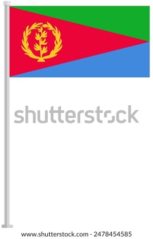 Flag of Eritrea with silver pole flat icon isolated on white background.