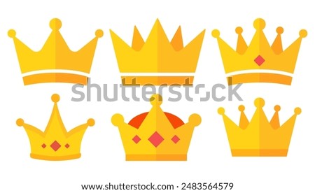 Crowns set isolated on white background.