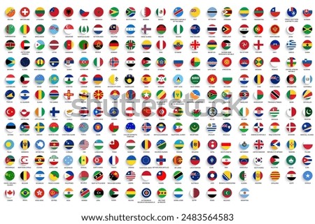 All world vector flags vector collection isolated on white background.