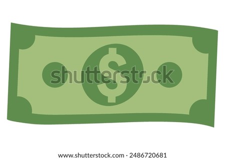 Dollar bill wave flat style vector illustration