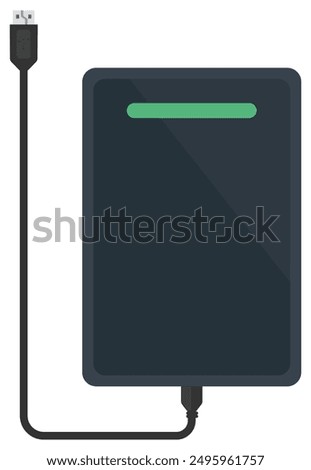 External hard drive flat vector illustration isolated on white background.