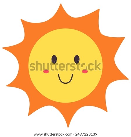 Happy smiling sun isolated on white background.