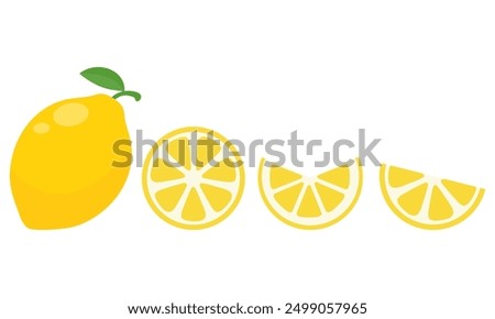 Fresh lemon fruits icon set isolated on white background.