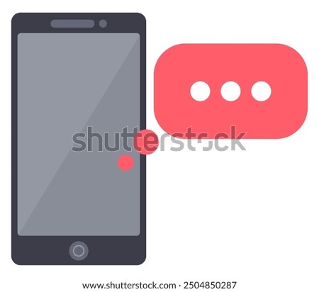 Smartphone with messages bubbles icon isolated on white background.