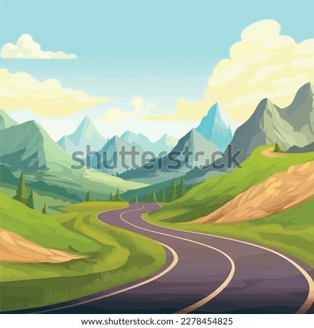 Similar – Image, Stock Photo Fields and Road with Bird Flock in Summer Sky in Tuscany Italy