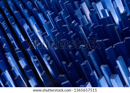 Abstract .Wooden planks.Concept megapolis night city or crystal.Blue