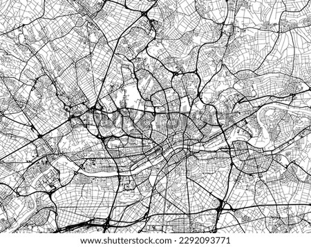 Vector city map of Frankfurt am Main Metropole in the Germany with black roads isolated on a white background.