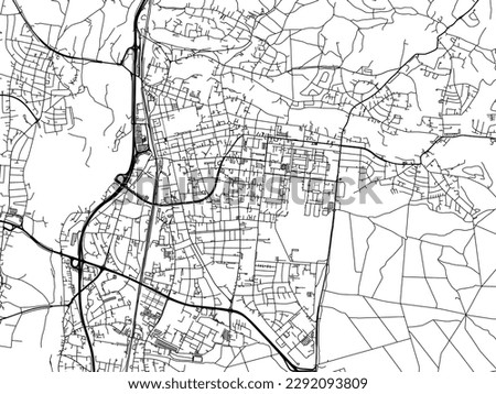 Vector city map of Erlangen in the Germany with black roads isolated on a white background.