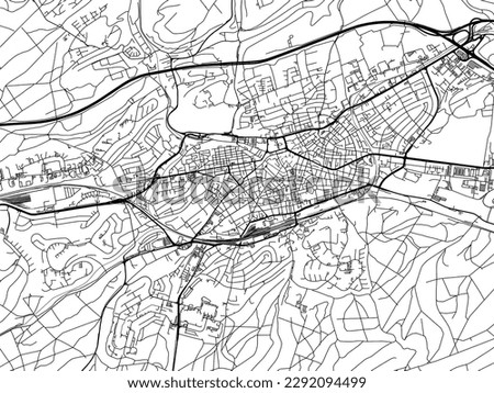 Vector city map of Kaiserslautern in the Germany with black roads isolated on a white background.