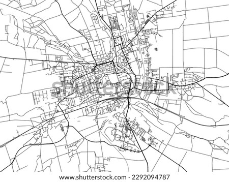 Vector city map of Gotha in the Germany with black roads isolated on a white background.