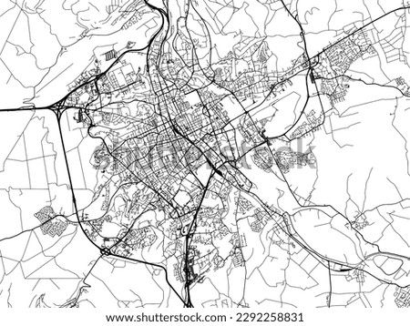 Vector city map of Nancy in the France with black roads isolated on a white background.