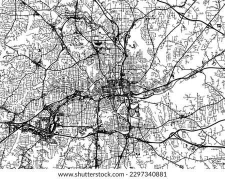Vector city map of Winston–Salem North Carolina in the United States of America with black roads isolated on a white background.