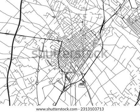 Vector road map of the city of Villarreal in Spain isolated on a white background.