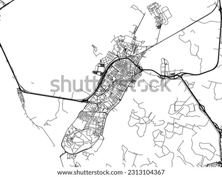 Vector road map of the city of San Fernando in Spain isolated on a white background.