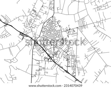 Vector city map of Aprilia in Italy with black roads isolated on a white background.