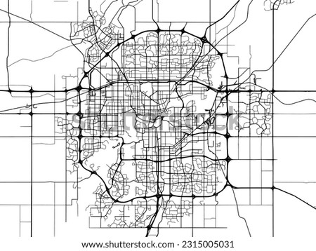 Vector city map of Edmonton Alberta in Canada with black roads isolated on a white background.