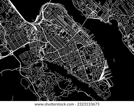 Vector city map of Halifax Center Nova Scotia in Canada with white roads isolated on a black background.