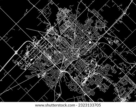 Vector city map of Guelph Ontario in Canada with white roads isolated on a black background.