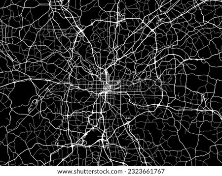 Vector city map of Atlanta Georgia in the United States of America with white roads isolated on a black background.