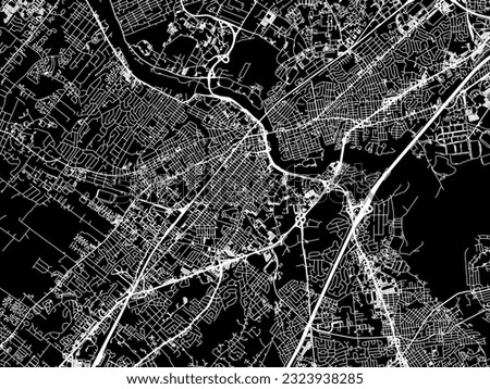 Vector city map of New Brunswick New Jersey in the United States of America with white roads isolated on a black background.