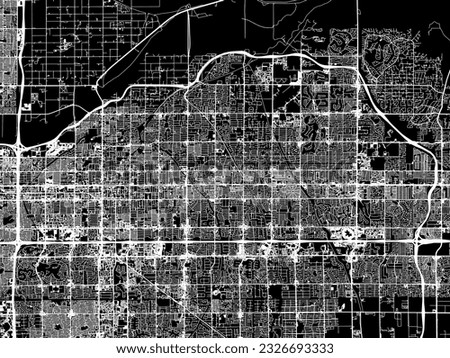 Vector city map of Mesa Arizona in the United States of America with white roads isolated on a black background.
