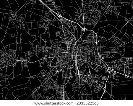 Vector city map of Luneberg in Germany with white roads isolated on a black background.