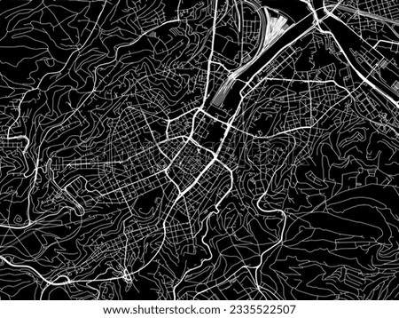 Vector city map of Stuttgart in Germany with white roads isolated on a black background.