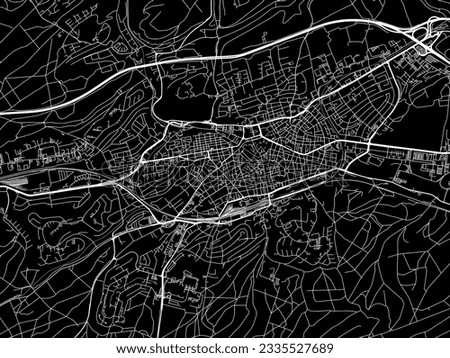Vector city map of Kaiserslautern in Germany with white roads isolated on a black background.
