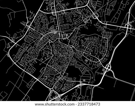 Vector city map of Alkmaar in the Netherlands with white roads isolated on a black background.