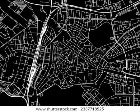 Vector city map of Den Bosch Centrum in the Netherlands with white roads isolated on a black background.