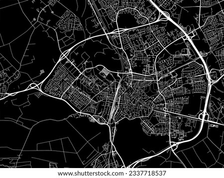 Vector city map of Den Bosch in the Netherlands with white roads isolated on a black background.