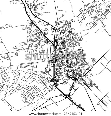 Square (1:1 aspect ratio) Vector city map of Saint-Jérôme Quebec in Canada with black roads isolated on a white background.