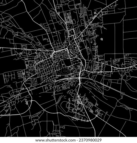 1:1 square aspect ratio vector road map of the city of Gotha in Germany with white roads on a black background.