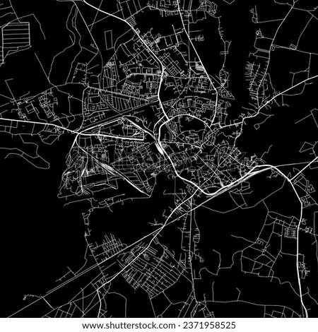 1:1 square aspect ratio vector road map of the city of Brandenburg an der Havel in Germany with white roads on a black background.
