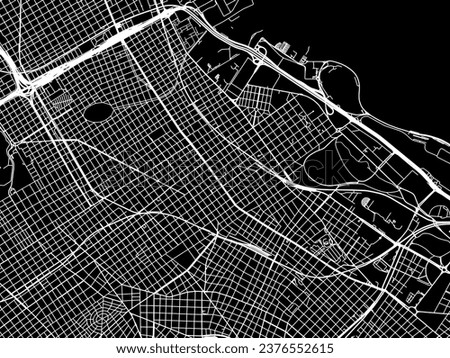 Vector city map of Belgrano in Argentina with white roads isolated on a black background.