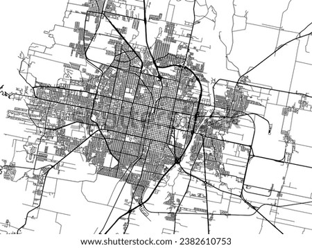 Vector city map of San Miguel de Tucuman in Argentina with black roads isolated on a white background.