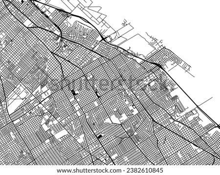 Vector city map of Quilmes in Argentina with black roads isolated on a white background.