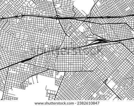 Vector city map of Moron in Argentina with black roads isolated on a white background.