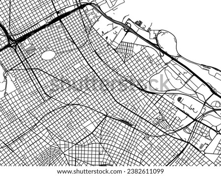 Vector city map of Belgrano in Argentina with black roads isolated on a white background.