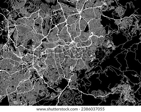 Vector city map of Belo Horizonte in Brazil with white roads isolated on a black background.